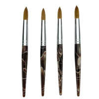 Pinceau à ongles en acrylique de haute qualité, manche en acrylique marron, 100% poils de Kolinsky, tailles 4 6 8 10 12 14 16 18 20 22 24