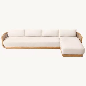 Conjunto de Sofás Modernos de Madera de Teca <span class=keywords><strong>para</strong></span> Exteriores, Cojines Impermeables Ecológicos de Secado Rápido <span class=keywords><strong>para</strong></span> Jardín, Playa, Villa, Muebles de Patio - Product Image 4