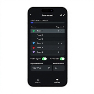 แอปจัดการการแข่งขันกีฬาสำหรับทีม รวมถึงการจัดตารางแข่งขัน ผลสด สถิติผู้เล่น การลงทะเบียน และอันดับ - Product Image 1