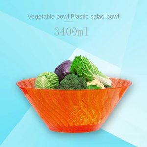 Customization Logo Color 3400ml Unbreakable Resin <b>Ps</b> Acrylic Plastic Striped Fruit Salad Bowl for Hotel Meals Home Living Room - Product Image 3