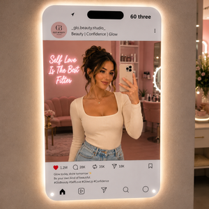 <span class=keywords><strong>Miroir</strong></span> LED moderne personnalisé en acrylique, style réseaux sociaux, avec rétroéclairage et interrupteur tactile pour salon et salle de sport - Product Image 2