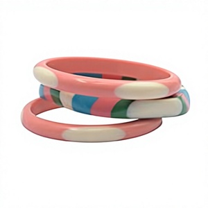 Newly Best Quality Handmade Resin <b>Bangle</b> Set Design Stylish Round Colorful Pattern Women Jewelry Craft Bracelet Wedding Woman - Product Image 1