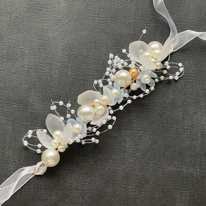 Accessoires de robe de <span class=keywords><strong>mariée</strong></span> pour filles, robe de cérémonie, bracelet de fleurs de poignet en perles fait à la main, ensemble de guirlande, coiffe pour <span class=keywords><strong>cheveux</strong></span> - Product Image 5