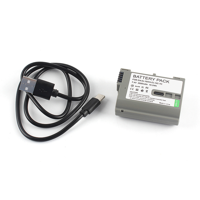 2600mAh EN-EL15C USB-C Battery for Nikon Z8 Z7II Z6II D850 D780 Fully Decoded Li-ion Replacement Camera Battery Pack ENEL15C