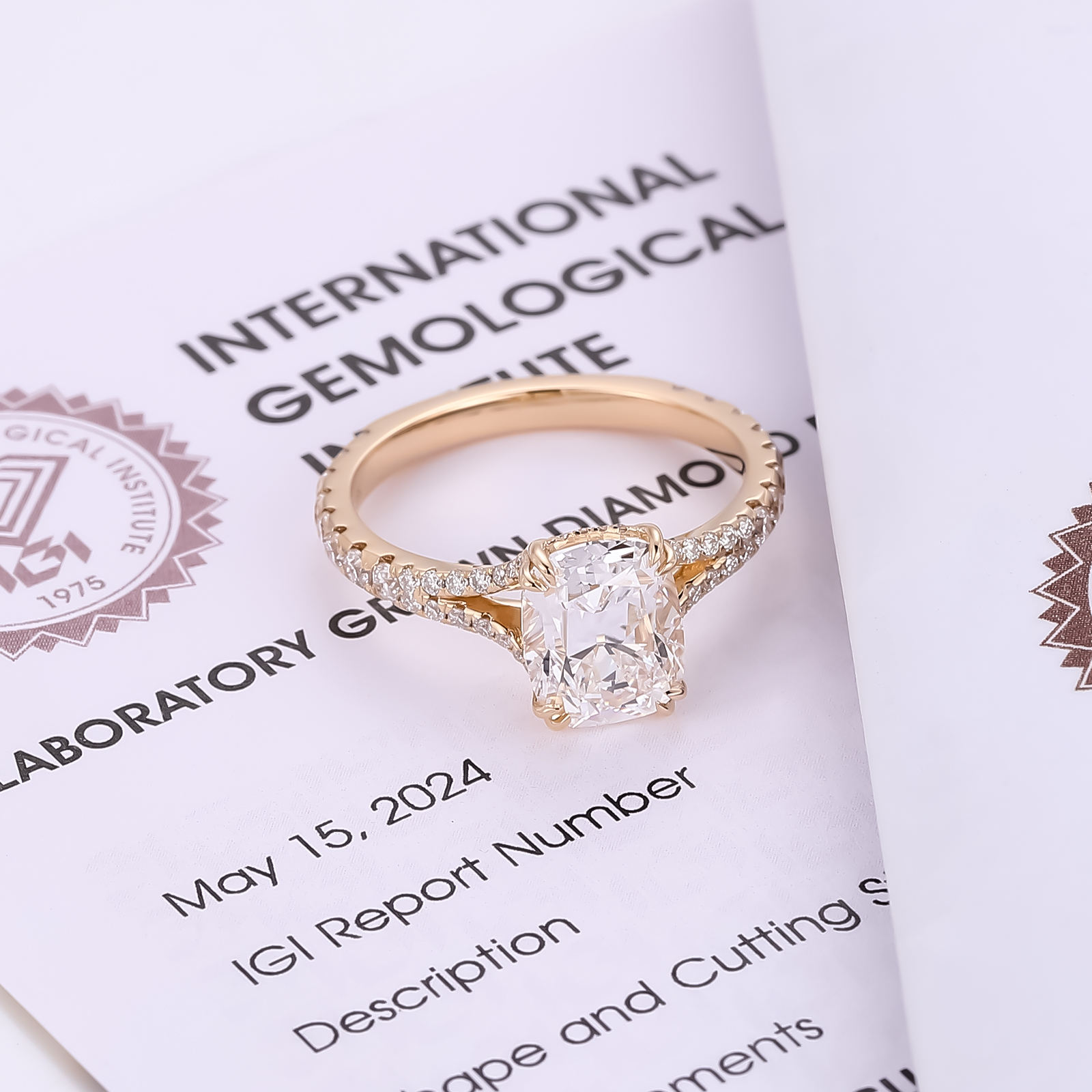 แหวนเพชรแล็บเกรด OMC ขนาด 4 กะรัต พร้อมใบรับรอง IGI