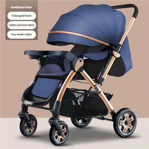 Poussette <span class=keywords><strong>BB</strong></span> pliable en lin toutes saisons pour bébé 2-Way Push 4 Roues amortissantes en caoutchouc avec modes inclinaison et assise - Product Image 4