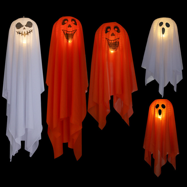 New Arrival Outdoor Hanging Glowing Ghost Halloween Haunted House Spooky Smile LED Light Ghost Nihgtmare Party Decorations