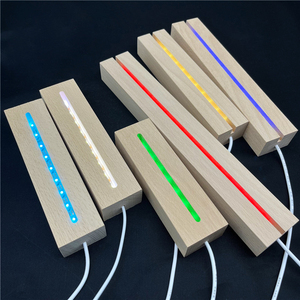 Grossista 3D luce notturna Base espositore LED colore USB alimentatore per foglio acrilico trasparente rettangolare Base in legno - Product Image 1
