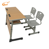 Ensemble chaise et table d'école modernes en plastique et métal avec bureau réglable et 2 tiroirs, certifié ISO pour la maison, le bureau et l'école