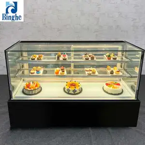 Supermarket bakery coffee shop glass display equipment for refrigerated fruits and vegetables