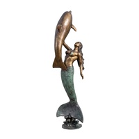 Décoration de queue de sirène en bronze massif, finition antique, pour sculpture de sirène au bord de la piscine, sculpture en bronze pour hall d'hôtel