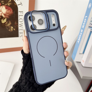 Nouvelle coque de téléphone avec cadre d'appareil photo à clapet, support magnétique en verre, pour iPhone 17 16 15 14 Pro Max, avec support givré et support arrière convertible - Product Image 5