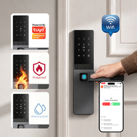 Serrure Intelligente pour Porte en Bois OEM LNDU A01 avec Contrôle à Distance via l'Application Tuya, Déverrouillage par Empreinte Digitale IA, Wi-Fi, Alimentation d'Urgence Type-C et Poignée