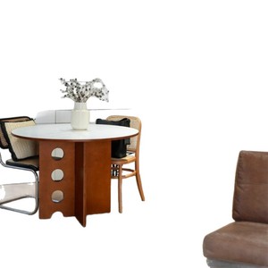 Round Solid Wood Dining Table With Perforations Modern Minimalist Design For Small Homes French Style Stable Structure - Product Image 5