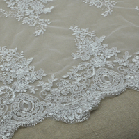 Ebay Chaude Belle Fleur Broderie Tulle Tissu Blanc Sequin Mariée Dentelle Maille Garniture WTPA-082