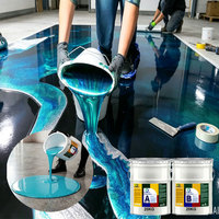 Résine époxy transparente cristalline auto-nivelante 100% solide à haute brillance, revêtement de sol époxy métallique pour système de sol en béton