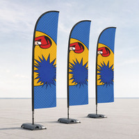 Drapeaux publicitaires personnalisés imprimés, type plume, avec base remplissable d'eau pour promotion extérieure