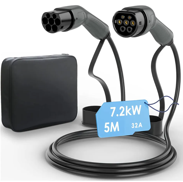 Type 2 32A EV Charging Cables 3.5kW/7kW/11kW/22kW IP65 Rated CE Certified Fast Charger EV Cable 100V-240V AC Single/Three Phase