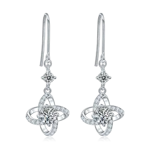White Gold Plated Lab Grown Ruby Sapphire Emerald Windmill Shape Moissanite Hook Earrings With 925 Sterling Silver