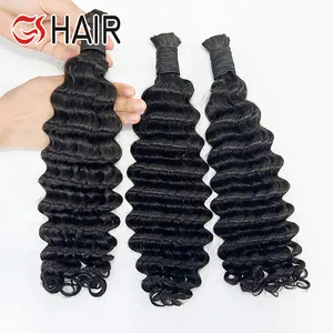 GS Deep Wave Human Hair Bulk For Braiding No Weft Remy Human Hair Bulk Braiding Hair Extension Natural Color