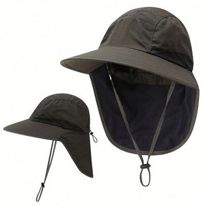 Womens <b>Hat</b> With Neck Flap Large Brim Uv Foldable Fishing Hiking Cap Mens Nylon Adjustable Sun Protection Beach Ha - Product Image 3