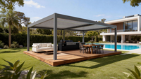 Pergola rétractable en aluminium de haute qualité Sweet Home, facile à assembler, résistante aux intempéries, pergola de terrasse avec toit rétractable