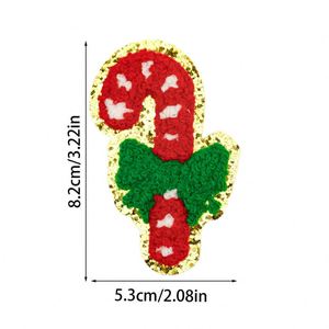 Small Iron on Embroidery Cute <b>pink</b> Christmas Tree Santa Claus Snow Chenille Patch for Decoration - Product Image 4
