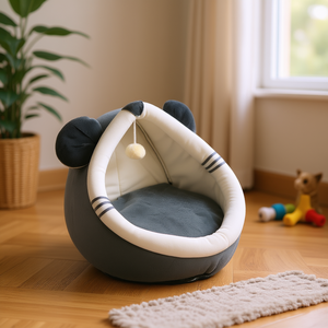 Cuccia per Gatti Yommy 40x40x34cm in Finta Pelliccia Morbida e Peluche, Rimovibile e Lavabile con Giocattolo a Sfera Appeso per Gatti - Product Image 3