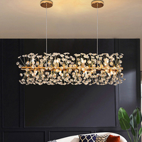 Lustre LED DUOMEIJU de style américain et français en laiton et verre avec télécommande, grande taille pour salon, utilisation intérieure