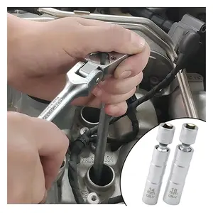 12-Point Standard Spark Plug Socket Removal Tool 360-degree Rotation 14mm 16mm Magnetic Swivel Spark Plug Socket