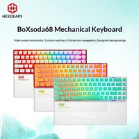 Clavier de jeu sans fil HEXGEARS BOX68 68 touches, tri-mode BT, interrupteurs Kailh, hot-swappable, keycaps PBT avec joint, RGB, 1000Hz, 2900mAh