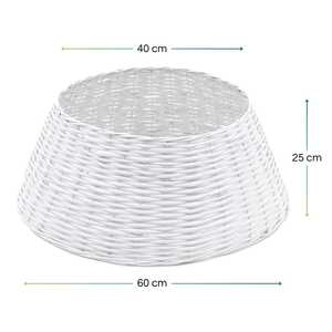 Jupe de sapin de Noël en osier blanc, diamètre 40-60 cm, hauteur 25 cm, support tressé - Product Image 2