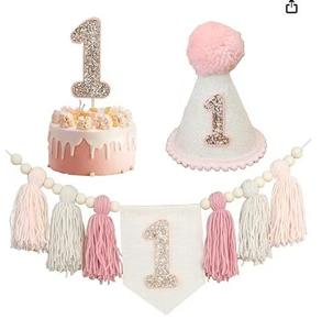 Décorations de fête d'anniversaire <span class=keywords><strong>1er</strong></span> 1/2 pour bébé <span class=keywords><strong>chaise</strong></span> de salle à manger avec pompon en fil drapeau gâteau Topper couronne chapeau autres fournitures - Product Image 6