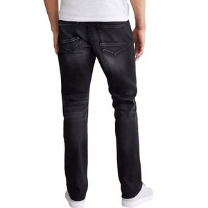 Wholesale <b>Men</b> Slim Fit Straight Leg Distressed <b>Ripped</b> Denim <b>Jeans</b> Mid Wash Cotton Casual Pants Autumn Style - Product Image 3