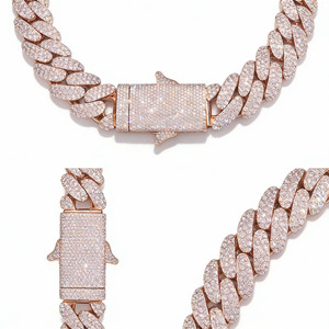 Bracelete de Corrente Cubana em Prata Esterlina 925 com Testador de Diamante, Novo Design em Ouro Rosa com Colar de Moissanite, Joias Finas - Product Image 4