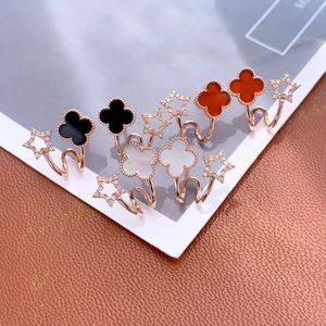 Pendientes Xinfly de Oro Real de 18K con Diamantes Naturales, Diseño de Trébol de Cuatro Hojas, Venta al Por Mayor - Product Image 2