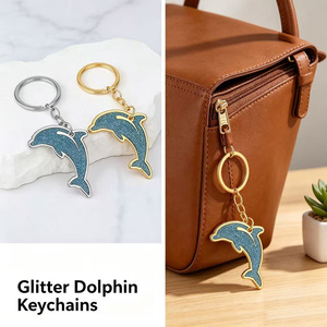 OEM custom design factory price Glitter Dolphin Keychain Zinc Alloy Metal Fashion Accessory for <b>Backpacks</b> and Bags - Product Image 3