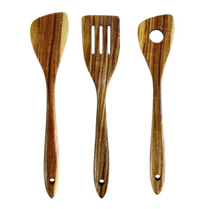 Biểu Tượng Tùy Chỉnh Bán Buôn 6 Miếng Nhà Bếp Nấu Ăn Đồ Dùng Đặt Tự Nhiên Gỗ Tếch Trộn Muỗng Cho Không Dính Chảo Đồ Nấu Nướng - Product Image 2