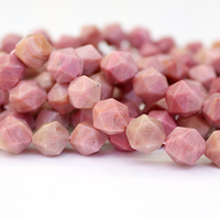Perles en vrac de rhodonite naturelle facettée, taille diamant, pour la fabrication de bijoux et l'artisanat, 15,5 pouces, vente en gros