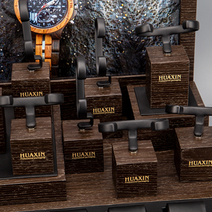 Acrylique Métal Compteur <span class=keywords><strong>Photo</strong></span> Mdf Rotatif Unique Poignet Intelligent De Luxe Marron En Bois Granuleux Magasin De Détail Montre Présentoir - Product Image 4