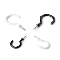 Crochets de plafond d'oeil de tasse en plastique noir blanc montage mural en fer à visser crochet de suspension cintre de stockage pour armoires de placard de garde-robe