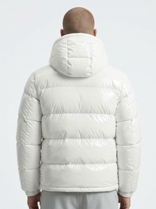 Veste d'hiver pour homme, blanche, à capuche, rembourrée en coton épais, respirante, zippée, avec logo sur le devant, fabriquée sur mesure au Pakistan. - Product Image 2