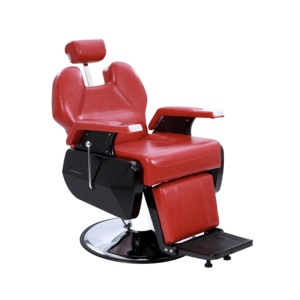Chaise de barbier en métal et cuir, équipement de salon de coiffure antique, vente chaude, rouge vif - Product Image 4