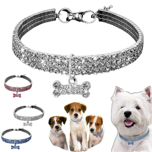 قلادة فاخرة للحيوانات الأليفة مزينة بالكريستال والأحجار الكريمة على شكل قطة، طوق أنيق للكلاب الصغيرة والمتوسطة للارتداء اليومي والحفلات - Product Image 1