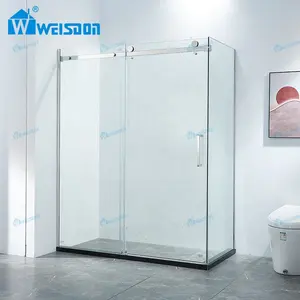 Weisdon lüks tasarım paslanmaz çelik duş kapısı temperli cam sürgülü duşakabin