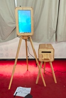 Support d'imprimante pour photomaton iPad 12,9 pouces en chêne avec support DSLR, idéal pour événements vintage, livré avec une mallette de transport protectrice