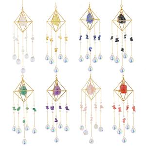 Piedra rugosa de grava y <span class=keywords><strong>sombra</strong></span> de cristal, adornos colgantes de fantasía de arcoíris con campanas de <span class=keywords><strong>viento</strong></span> - Product Image 6