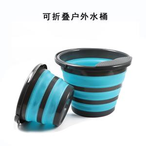 ถังพับได้ ถังน้ำพับได้แบบพกพาพร้อมฝาปิด สีฟ้า สีเขียว วัสดุ PP น้ำหนักเบา ทนทาน ใช้กลางแจ้งได้ - Product Image 3