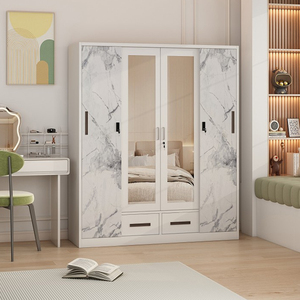 <span class=keywords><strong>Armoire</strong></span> en acier Knock Modern Full Iron SLIDING <span class=keywords><strong>Jumbo</strong></span>, anti-termites, avec portes coulissantes en verre miroir, 4 portes, pliable, revêtement écologique en poudre - Product Image 2