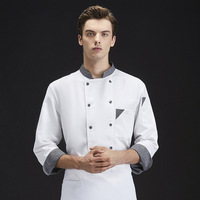 Manteau de chef à manches longues couleur personnalisée ensemble de chefs uniformes de cuisine de restaurant unisexe